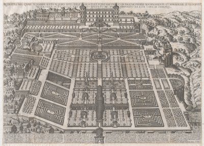 Speculum Romanae Magnificentiae:蒂沃利宫和花园，1581年，1581年。 作者 乔瓦尼·安布罗焦·布兰比利亚。