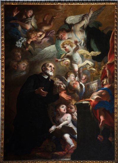 圣菲利波-内里的圣婴显灵。1687 年（布面油画） 作者 乔凡尼·安德里亚·卡洛恩（Giovanni Andrea Carlone）