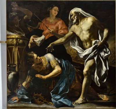 恩多的巫师让扫罗想起了先知撒母耳的影子（布面油画） 作者 乔凡尼·安德里亚·卡洛恩（Giovanni Andrea Carlone）