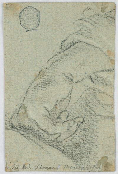 素描，研究：左手的倾斜姿势，约 1650 年 作者 乔凡尼·安德里亚·西拉尼（Giovanni Andrea Sirani）