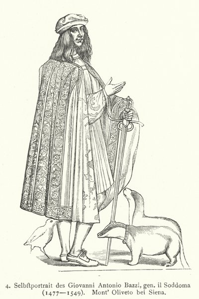 意大利文艺复兴时期艺术家 Il Sodoma (Giovanni Antonio Bazzi) 自画像（版画） 作者 乔凡尼·安东尼奥·巴齐（后）索多玛