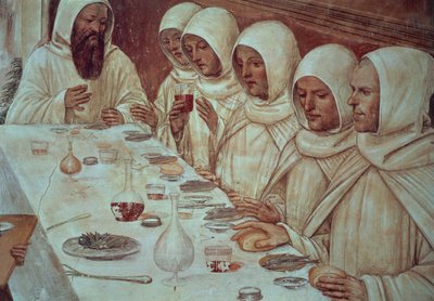 St Benedict having obtained ample flour and fed the monks, detail from the Life of St Benedict 作者 乔凡尼·安东尼奥·巴齐·索多玛
