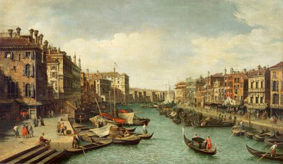 威尼斯里亚托桥附近的大运河，约1730年 作者 乔瓦尼·安东尼奥运河（Canaletto）