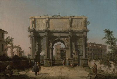 康斯坦丁拱门的看法与罗马斗兽场，1742-5 作者 乔瓦尼·安东尼奥运河（Canaletto）