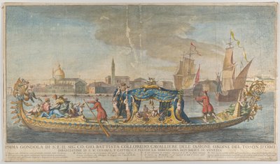 Giovanni Battista Colloreado大使进入......的高度装饰的第一艘贡多拉，1720-30。 作者 乔瓦尼·安东尼奥·法尔多尼