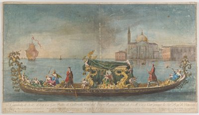 Giovanni Battista Colloreado大使的高度装饰的第二艘贡多拉进入...，1720-30。 作者 乔瓦尼·安东尼奥·法尔多尼