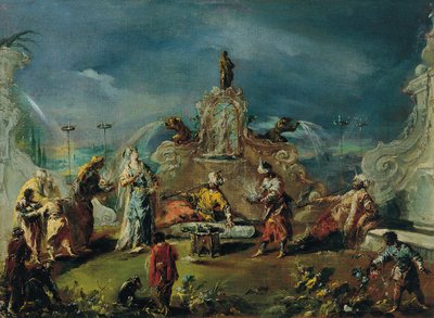 塞拉格里奥花园里的景色 作者 Giovanni Antonio Guardi