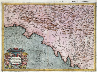 东利古里亚地区地图，作者：Giovanni Antonio Magini，博洛尼亚，铜雕刻 作者 乔凡尼·安东尼奥·马格尼