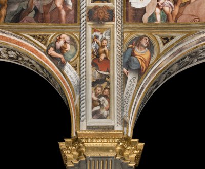 中央大殿，第二和第三跨度南，IL Pordenone 1520，有先知的半身像 作者 乔凡尼·安东尼奥·波代诺内