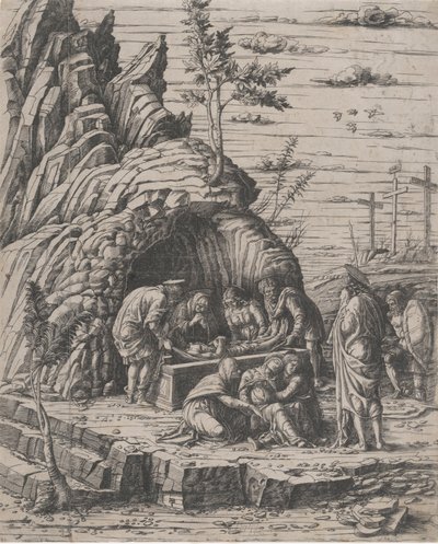 被两个人放进石墓中的基督的墓穴，约1470-1500年。 作者 乔瓦尼·安东尼奥·达布雷西亚