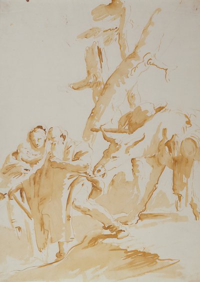 飞入埃及（粉笔、钢笔、墨水和水彩） 作者 乔瓦尼·巴蒂斯塔 (1696 1770) 蒂埃波罗