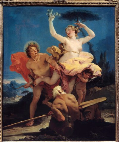 乔瓦尼·提埃波罗 (1696-1770) 的阿波罗和达芙妮绘画，18 世纪太阳。 0,96x0,79 米 作者 乔凡尼·巴蒂斯塔·提埃波罗