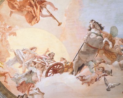 Giambattista Tiepolo（1696-1770）的婚礼寓言，壁画，细节，婚礼寓言室的天花板，Ca
