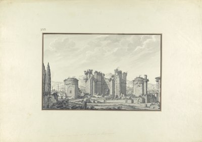 Pergamon的中央大厅Kizil Avlu（笔和墨水在纸上洗） 作者 乔瓦尼·巴蒂斯塔·博拉