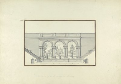 重建老底嘉第二剧院，1750年（笔和墨水在纸上用石墨洗涤） 作者 乔瓦尼·巴蒂斯塔·博拉