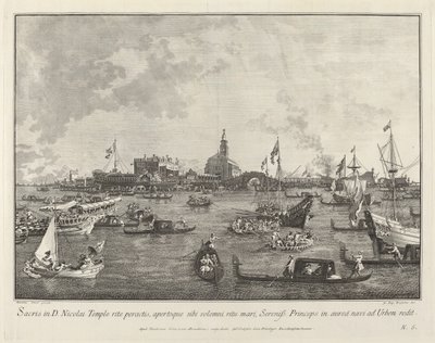 在Bucintoro Leaving San Nicolò di Lido的总督，1763-1766。 作者 乔瓦尼·巴蒂斯塔·布罗斯托洛尼