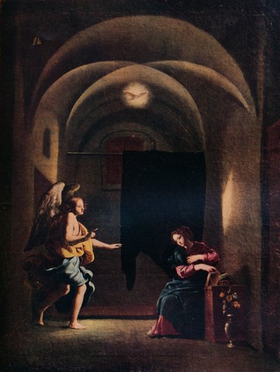 天使报喜，c1625-1630，1931年 作者 乔凡尼·巴蒂斯塔·卡拉乔洛