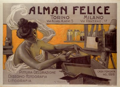 Alman Felice的广告海报，都灵-米兰，意大利 作者 乔瓦尼·巴蒂斯塔·卡尔帕内托