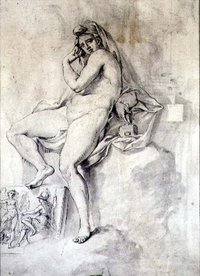 雕塑的女性人格化，约1770年（纸上笔墨）。 作者 乔凡尼·巴蒂斯塔·西普里亚尼