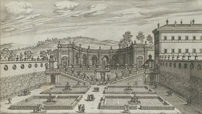 Altra Vedvta in Prospettiva del Teatro et Giardino Contigvo di Mondragone in Fras..., 1691 or later. 作者 乔瓦尼·巴蒂斯塔·法尔达