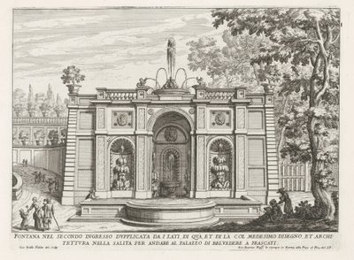 Fontein in de tuinen van de Villa Aldobrandini te Frascati
第二入口处的喷泉 dupplicata da i lati (...) （物品上的标题）
弗拉斯卡蒂别墅中的喷泉（系列标题）
弗拉斯卡蒂的喷泉（系列标题） 作者 乔瓦尼·贾科莫·德罗西