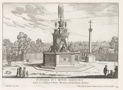 Fontein op Piazza San Pietro in Montorio op de Janiculumberg te Rome（罗马雅尼库伦山上的圣彼得广场喷泉
雅尼克鲁姆山上的喷泉（物体上的标题）
罗马喷泉（系列名称）
罗马喷泉（系列名称） 作者 乔瓦尼·贾科莫·德罗西