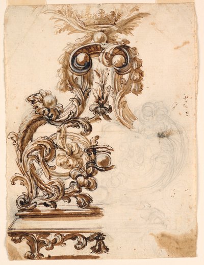 绘图，鎏金青铜饰品设计，1680-1700 年 作者 乔凡尼·巴蒂斯塔·福吉尼