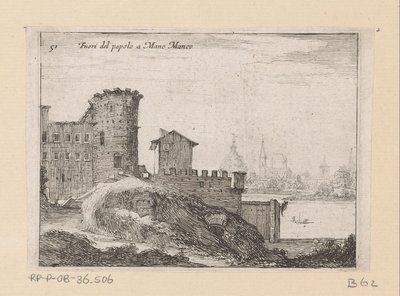 罗马人民之门入口处
Fuori del popolo a Mano Manco（物品上的标题）
Gezichten op Rome（系列标题）
Alcune vedute et prospettive di luoghi dishabitati di Roma（系列标题） 作者 乔瓦尼·巴蒂斯塔（Giovanni Battista Mercati）