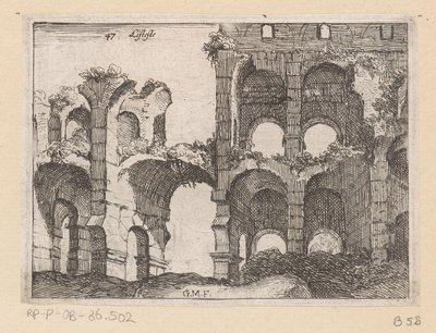 罗马斗兽场遗址
Listesso（物品标题）
Gezichten op Rome（系列标题）
Alcune vedute et prospettive di luoghi dishabitati di Roma（系列标题） 作者 乔瓦尼·巴蒂斯塔（Giovanni Battista Mercati）