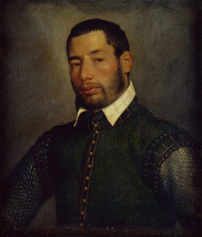 穿着绿色长袍和链子衬衫的绅士肖像，约1565年（布面油画 作者 乔瓦尼·巴蒂斯塔·莫罗尼