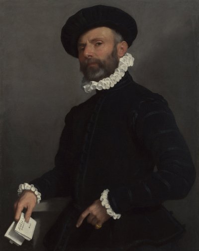 拿着信件Lavvocato的一个人的画象，c。 1570 作者 乔瓦尼·巴蒂斯塔·莫罗尼