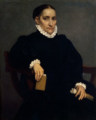 乔瓦尼·巴蒂斯塔·莫罗尼（Giovanni Battista Moroni，约 1525-1578 年）绘制的黑衣老年妇女肖像 作者 乔瓦尼·巴蒂斯塔·莫罗尼
