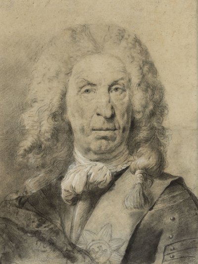 von der Schulenburg 元帅肖像，约 1735 年（纸张上的黑白粉笔与炭笔） 作者 乔凡尼·巴蒂斯塔·皮亚泽塔