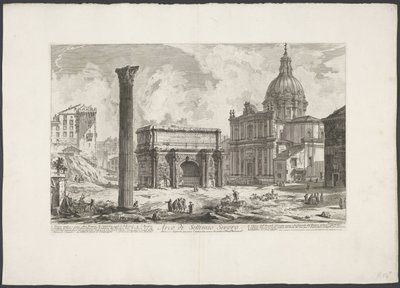 塞普蒂米乌斯-塞维鲁拱门（Boog van Septimius Severus op het Forum Romanum
塞普蒂米乌斯-塞维鲁拱门（......）（物体上的标题）
罗马风景（系列标题）
建筑师皮拉内西（Giambattista Piranesi）绘制并雕刻的罗马风景（系列标题） 作者 乔凡尼·巴蒂斯塔·皮拉涅西