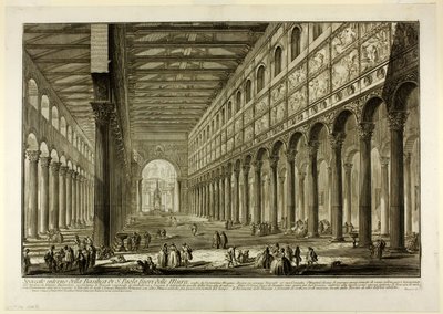 墙外的圣保罗大教堂内部剖视图，选自《罗马风光 作者 Giovanni Battista Piranesi