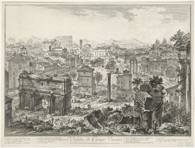 罗马罗马论坛 Campo Vaccino 视图（物体上的标题） Gezichten op Rome（系列标题） 由 Ve(nez)iano 建筑师 Giambattista Piranesi 绘制和雕刻的罗马景观（系列标题） 作者 乔凡尼·巴蒂斯塔·皮拉涅西