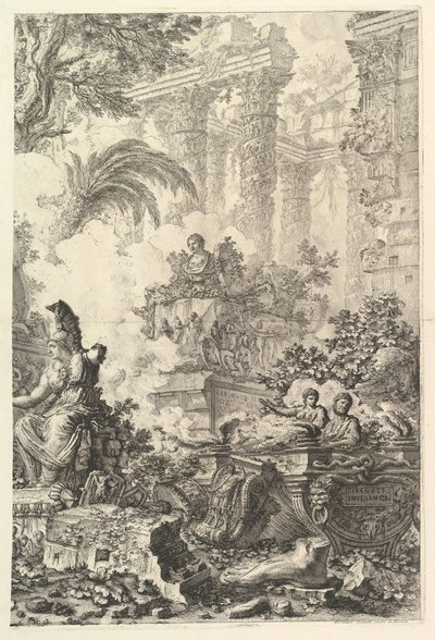 正面，与密涅瓦雕像，ca。 1748年。 作者 乔凡尼·巴蒂斯塔·皮拉涅西