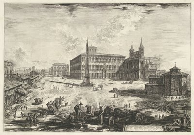 Gezicht op het Lateraan te Rome met de Sint-Jan van Lateranen
Veduta della Piazza, e Basilica di S. Giovanni in Laterano（物品上的标题）
Gezichten op Rome（系列标题）
詹巴蒂斯塔-皮拉内西（Giambattista Piranesi）绘制并雕刻的罗马风景图。 作者 乔凡尼·巴蒂斯塔·皮拉涅西