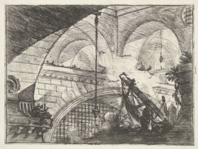 带升降机的地下城
带贝壳装饰的拱门
地下城（系列名称）
Invenzioni Capric di Carceri all Acqua Forte（系列名称） 作者 乔瓦尼·布沙尔