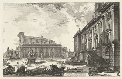 坎皮多格里奥广场（Piazza del Campidoglio te Rome
坎皮多利奥广场景色（物上标题）
罗马风景（系列标题）
建筑师皮拉内西（Giambattista Piranesi）绘制并雕刻的罗马景观（系列名称） 作者 Giovanni-Battista Piranesi