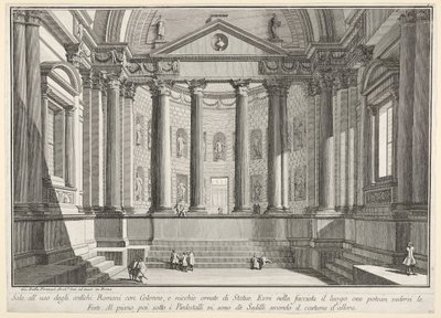 图9：按照古罗马人的习俗建造的柱廊大厅和壁ches装饰...，1743年。 作者 乔凡尼·巴蒂斯塔·皮拉涅西