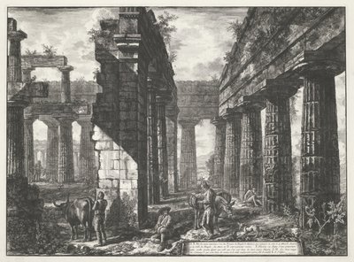 Paestum 的海神庙
仍矗立在派斯顿的三座大型建筑遗迹的各种景观（系列标题）
佩斯图古城三座大型建筑遗迹的不同景观 作者 弗朗切斯科·皮拉内西（归因于）