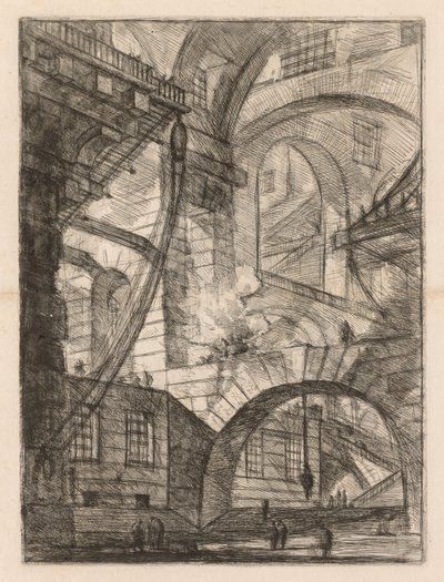 监狱  冒烟拱门的透视图 作者 Giovanni-Battista Piranesi