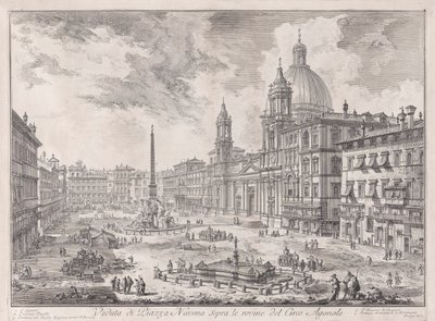 多米蒂安竞技场遗址上的纳沃纳广场景观》，选自《罗马景观》（Vedute di Roma）。 作者 乔凡尼·巴蒂斯塔·皮拉涅西