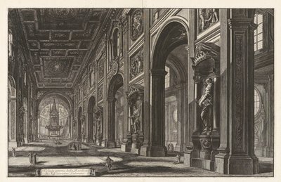 Veduta interna della Basilica di S. Giovanni Laterano（《圣乔瓦尼-拉特拉诺大教堂内景》），选自《罗马景观》。 作者 Giovanni-Battista Piranesi