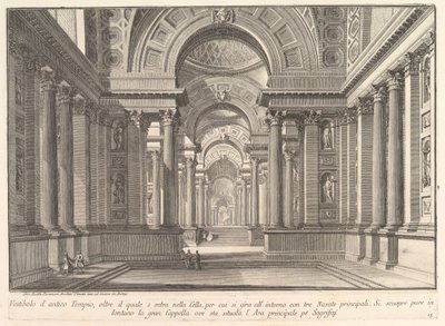 一个古老寺庙的前庭。 。 。古庙前庭。 。 。，ca. 1743至50年。 作者 乔凡尼·巴蒂斯塔·皮拉涅西