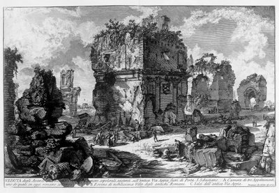 在罗马阿皮亚大街上的一座坟墓的视图。 Giovanni Piranesi（称为 Piranese）（1720-1778 年）的绘画。 1756 作者 乔凡尼·巴蒂斯塔·皮拉涅西