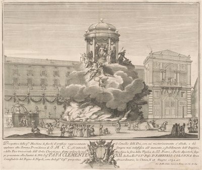 1732年的《奇纳河概况》：众神之会 作者 Giovanni Battista Sintes，以 Nicola Michetti 为原型