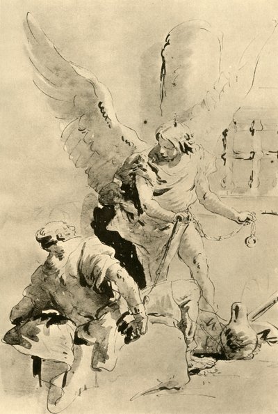1928年，一位天使出现在使徒彼得在监狱中，1928年 作者 乔凡尼·巴蒂斯塔·提埃波罗