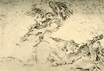 演奏乐器的天使，c1755，1928年 作者 乔凡尼·巴蒂斯塔·提埃波罗